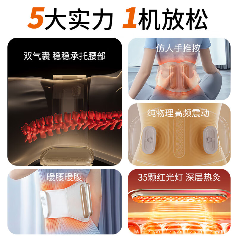 倍轻松腰部按摩器[Y2尊享]护腰椎暖宫护腰带揉腹仪 物理推揉气囊顶腰背热敷高清大图