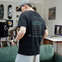 唐狮夏季新款纯棉短袖t恤男潮镭射反光印花圆领男装半袖