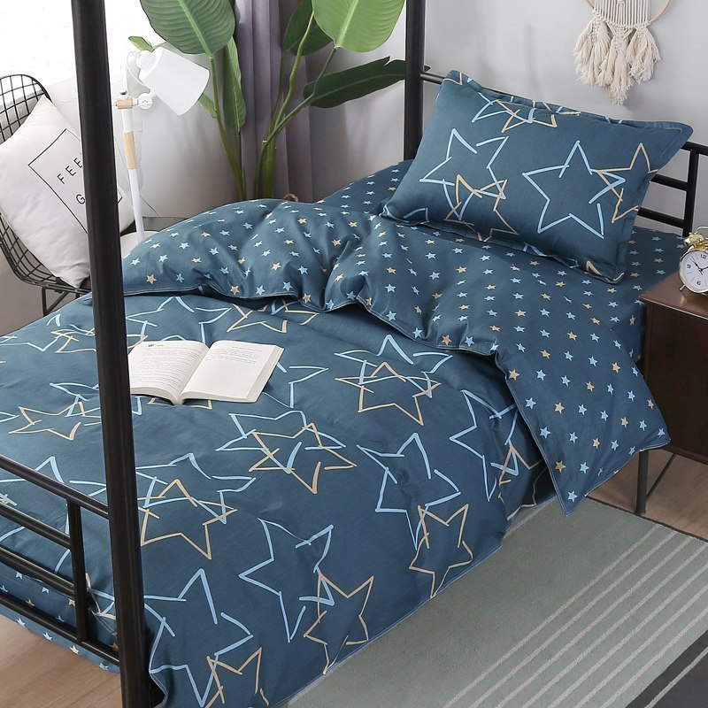 美帮汇寝室床上三件套单人床女生全棉被套大学宿舍上下床铺盖套被子全套 星辰 1.2米床6件套（三件套+4斤被子+枕芯+床垫）