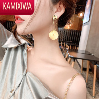 KAMIXIWA欧美金属潮圆片耳坠时尚耳环女设计高级感耳钉夸张个性气质耳饰品