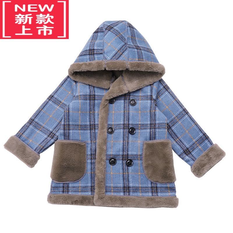 可莉允男童毛呢外套秋冬装2022新款中大童男孩加绒加厚中长款呢子大衣潮棉服图片