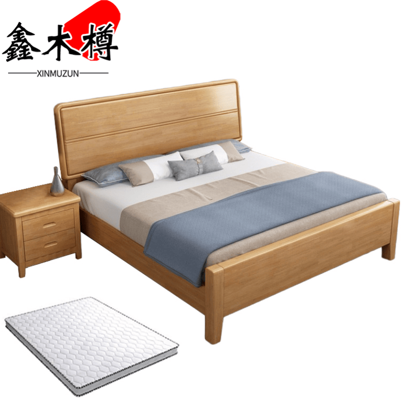 鑫木樽床+床头柜+床垫150*200cm套高清大图