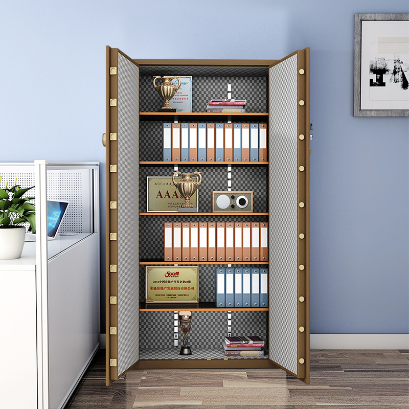 全简家具保险柜大型办公柜密码文件柜资料柜珠宝存放柜加厚保险箱-咖色指纹锁高清大图