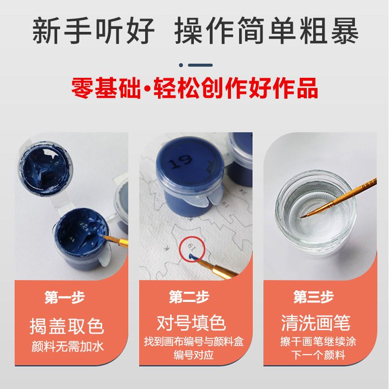 数字油画diy填色猫咪向日葵手工填色绘梵高星空油彩装饰画风景画 G409巨人山 40*50画布颜料画笔[无框不推荐]