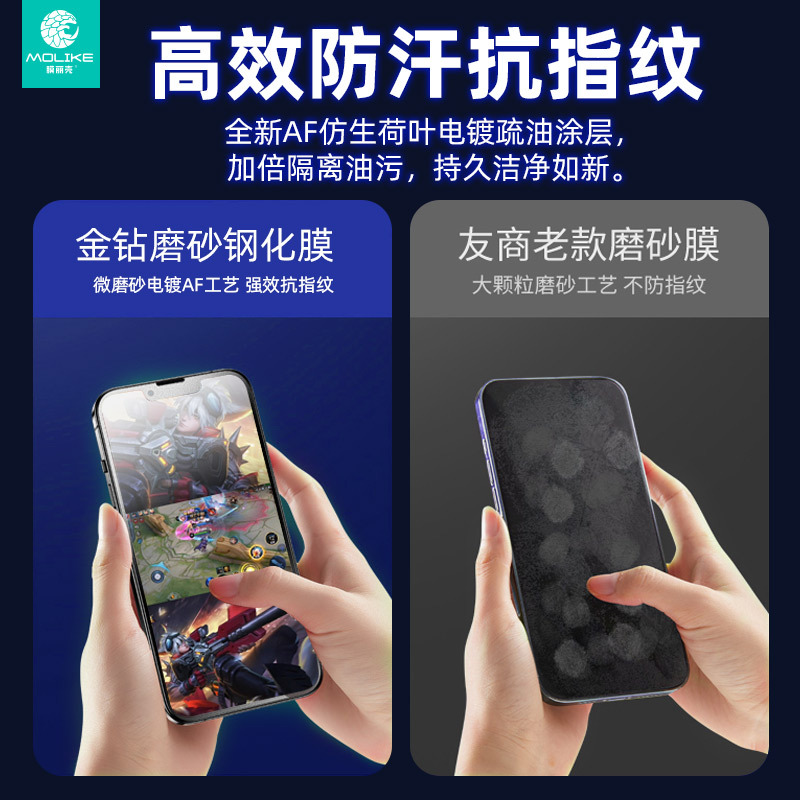 膜丽壳 AGF-防窥 电竞金钻磨砂钢化膜 磨砂手感 顺滑无阻