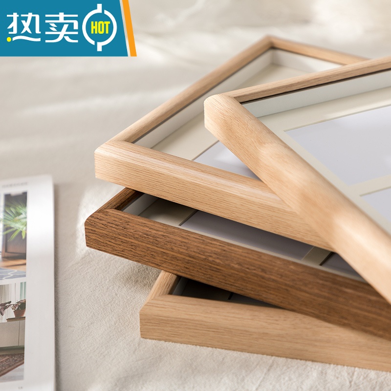 敬平简约创意相框摆台加洗照片四连组合相架情侣婚纱宝宝6寸相片像框 三联白橡木色(可放三张6寸照片10*15cm) 相框+高清大图