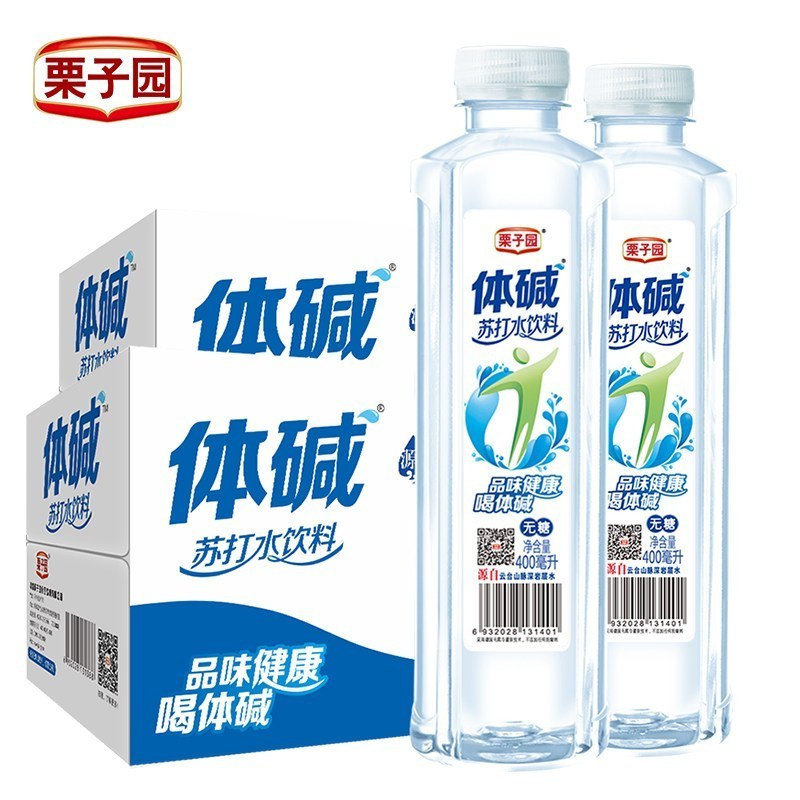 栗子园体碱轻口味原味无糖苏打水饮料弱碱性无汽饮用水饮品400ML*24瓶整箱