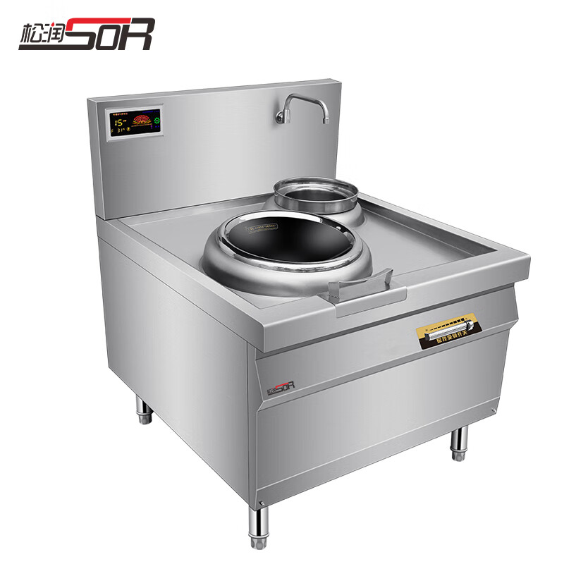 松润 SOR-N221 单头单尾电磁小炒炉380V,6KW(配50炒锅+水龙头)高清大图