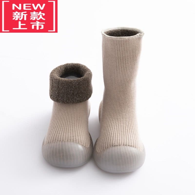 可莉允婴儿学步鞋加绒秋冬季软底防滑宝宝棉鞋0一1-2岁儿童室内地板鞋袜图片