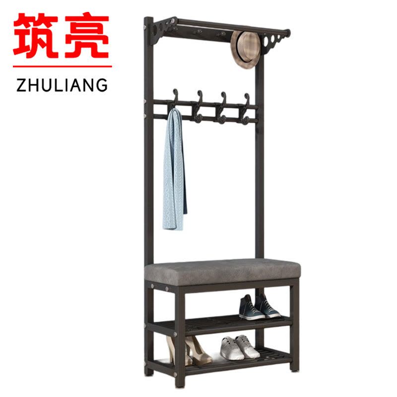 筑亮 钢制衣帽架 60*33*170cm黑色灰垫 个图片