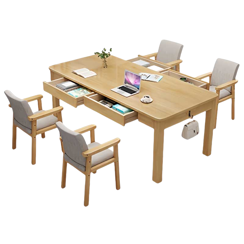 铭思达长桌学习桌一桌四椅1.8米套高清大图
