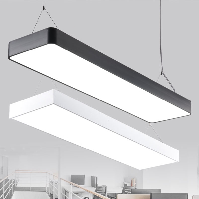 古达简约现代长条型形led办公室吊灯造型灯长方形吊线灯吸顶灯写字楼