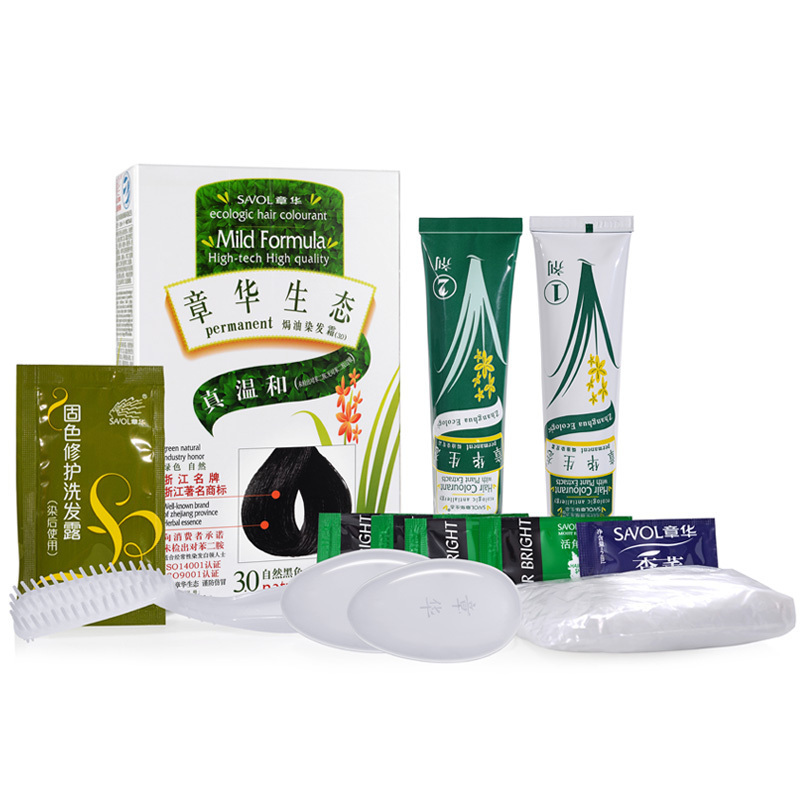140ml章华生态焗油染发霜（3.4棕黑色）真温和防过敏（赠：380ml章华橄榄沐浴露1瓶）