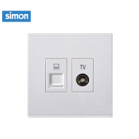 西蒙(simon) E6 插座开关插板86型开关插座面板 电脑加电视插座 电视+电脑 雅白色
