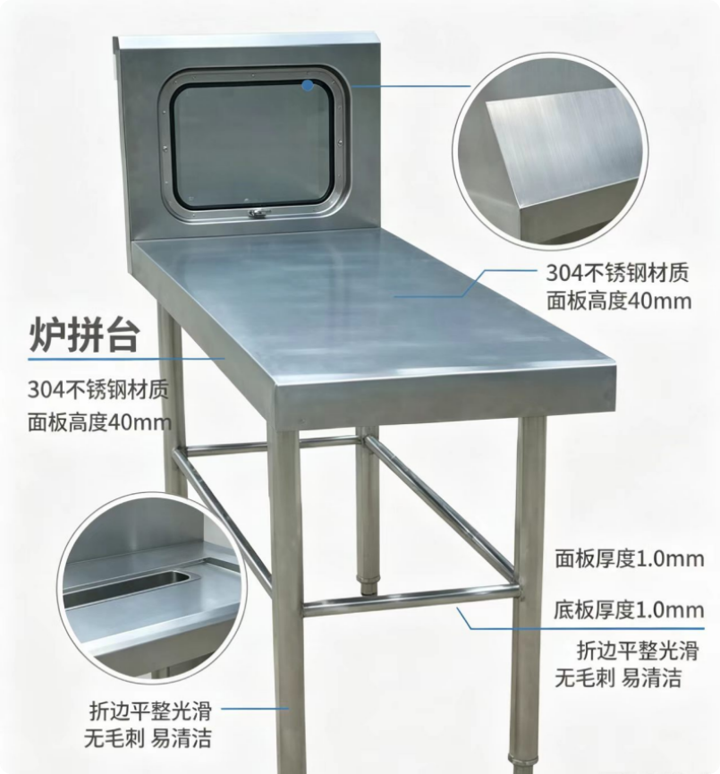 优迈克 YMK-TLP400 炉拼台 400*1250*800/450 单位:台 银色高清大图