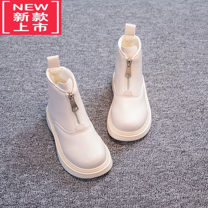 可莉允女童靴子儿童马丁靴2022秋冬季短靴宝宝加绒小女孩皮靴冬款单靴图片