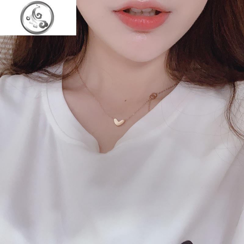不色气质桃心锆石chic锁骨链ins酷简约玫瑰金项链女潮网红 JiMi
