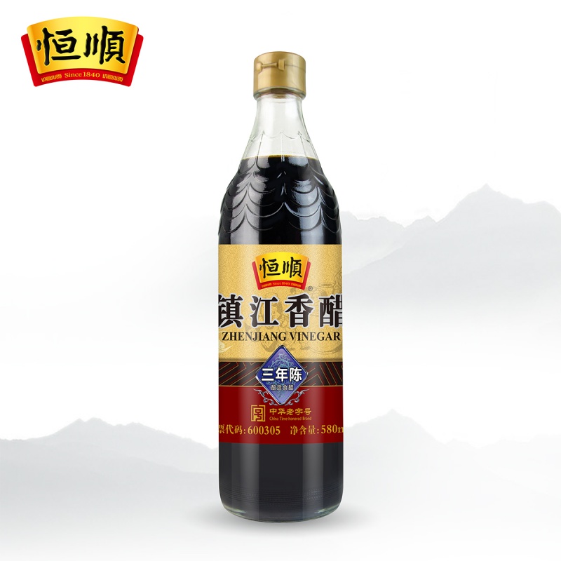 镇江馆 恒顺香醋三年陈580ml 调味料蘸食炒菜凉拌 酿造食醋 镇江特产陈醋