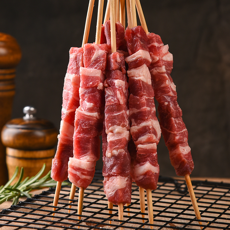 西鲜记 盐池滩羊 羔羊肉串500g/袋 内赠烧烤干撒料 精选180天乳嫩羔羊 烧烤食材