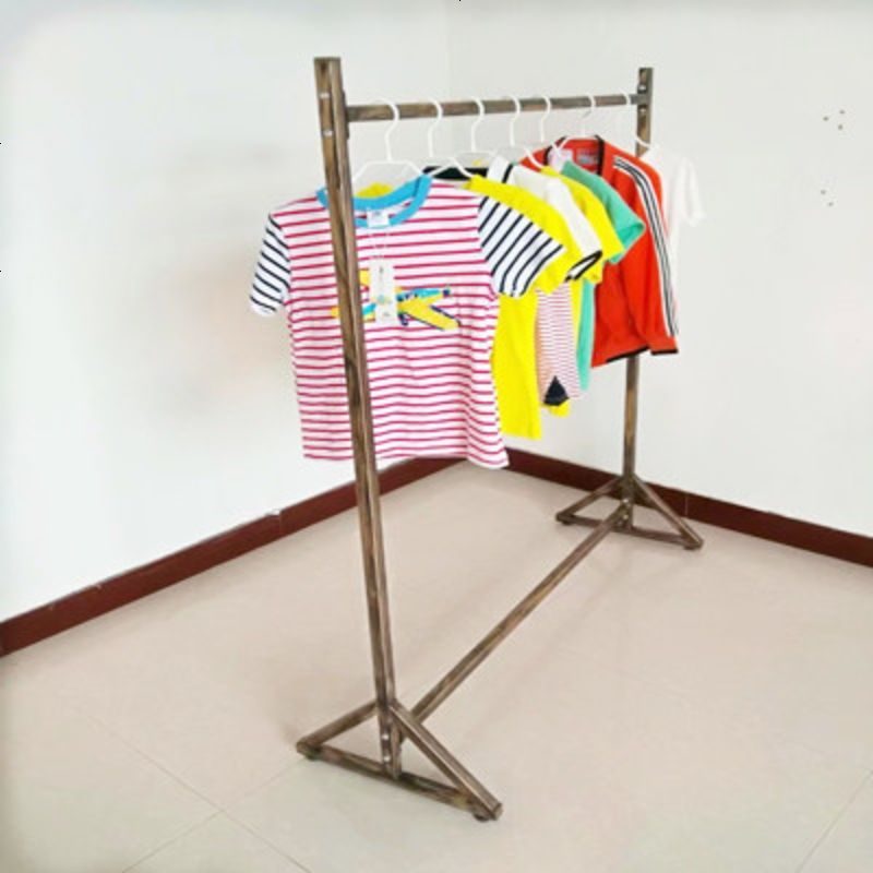 服装店衣架展示架卧室落地式挂衣架服装货架单杠中岛架带板