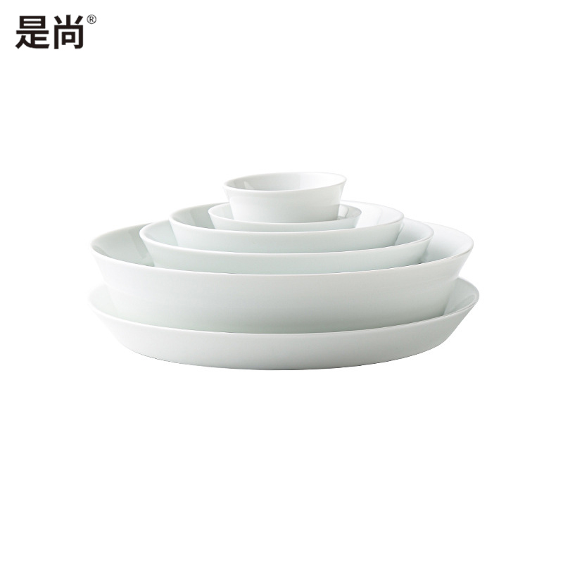 是尚 陶瓷白山圆碗盘餐具套装