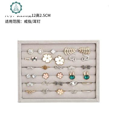 首饰收纳盒公主欧式韩国大容量家用手饰品戒指耳钉耳环盒子收纳盒 封后 [灰色植绒]戒指盘(E款1号)饰品盒