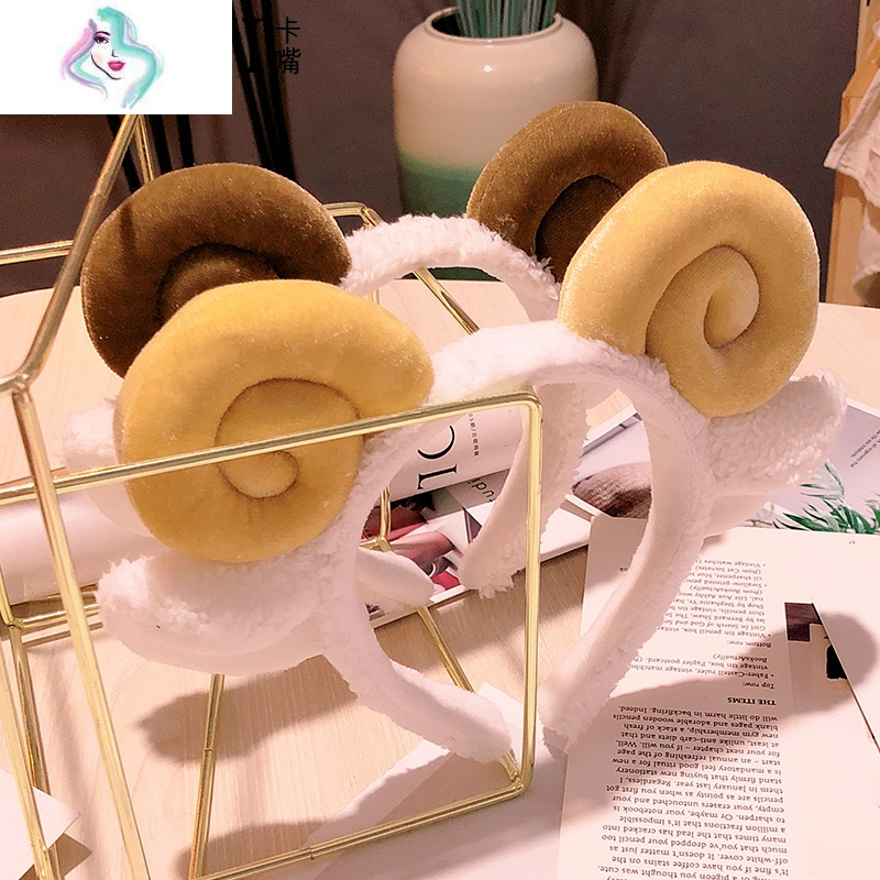 卡通毛绒发箍可爱羊角发饰头箍羊羔毛小羊发卡圣诞卡箍