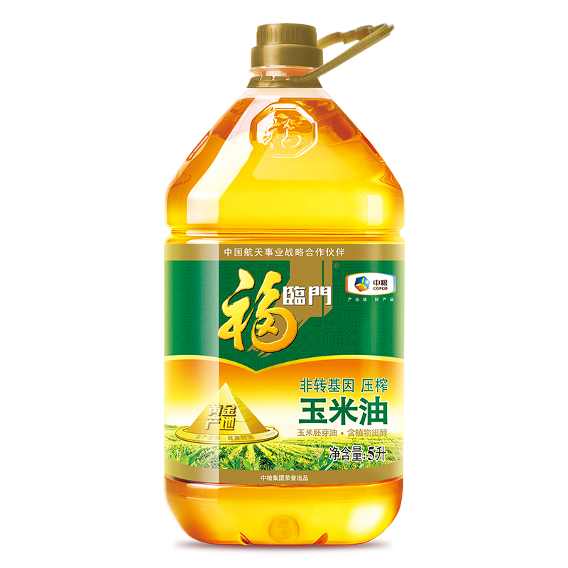 中粮福临门 食用油 黄金产地 非转基因 压榨一级 玉米油5L高清大图