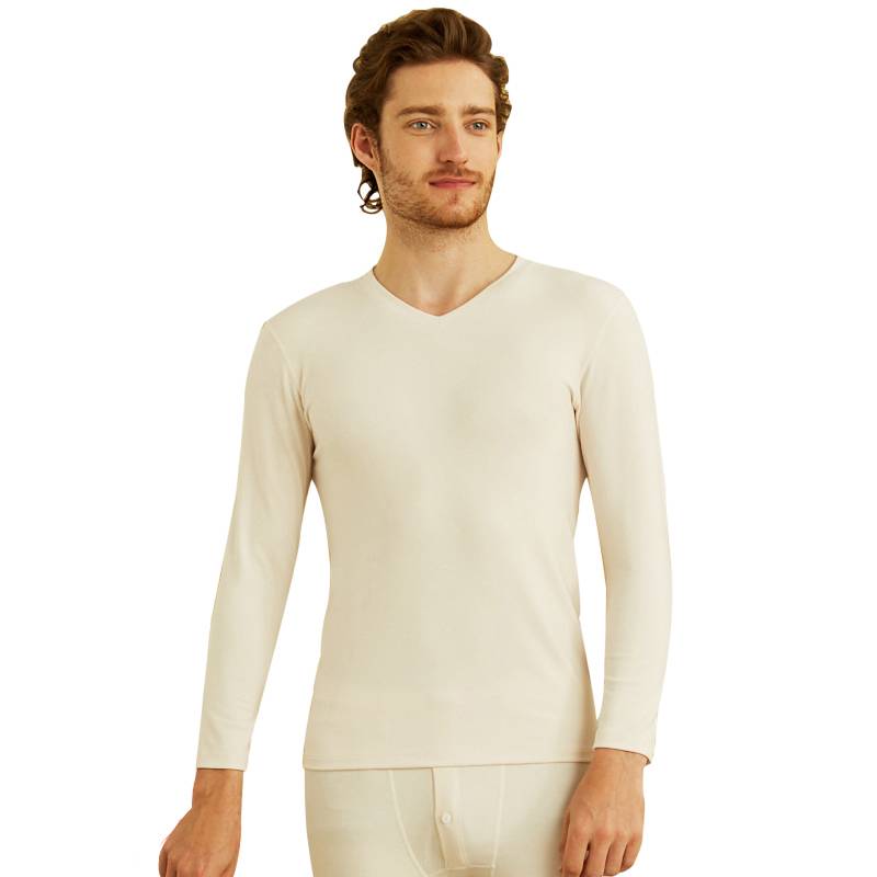 小护士 男士生热炭无痕V领上衣 WRY003/件高清大图