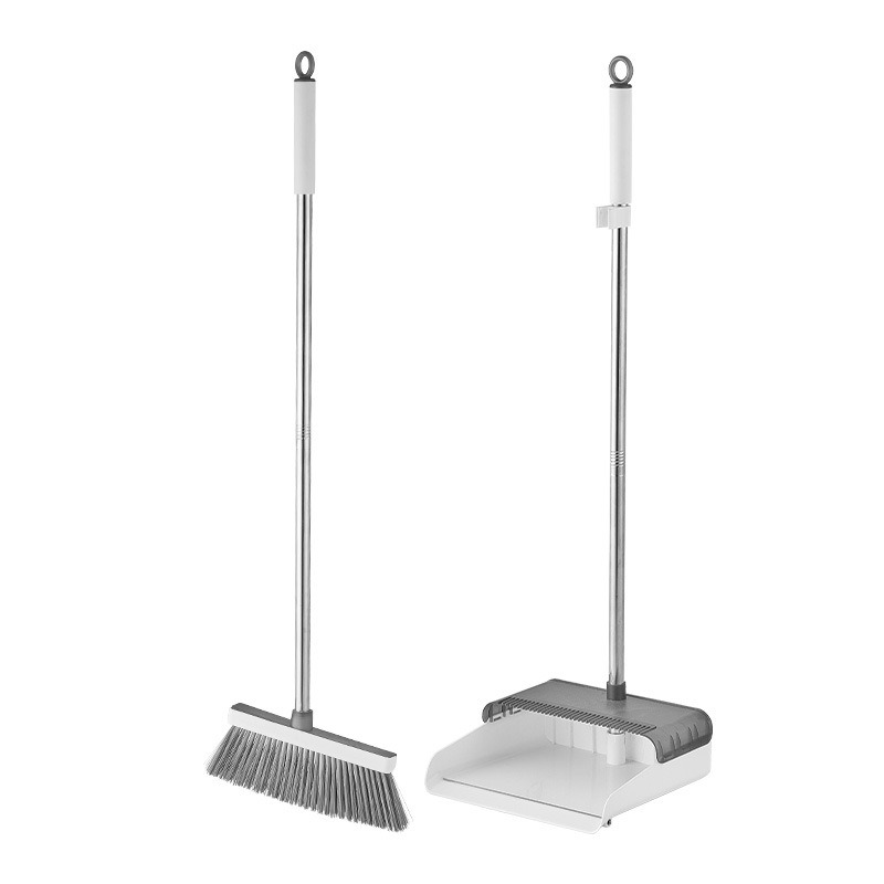 丽佳邦扫把簸箕组合套装家用扫帚软毛扫地神器不沾头发塑料长柄扫把 简约白-扫把两件套【扫把+簸箕】