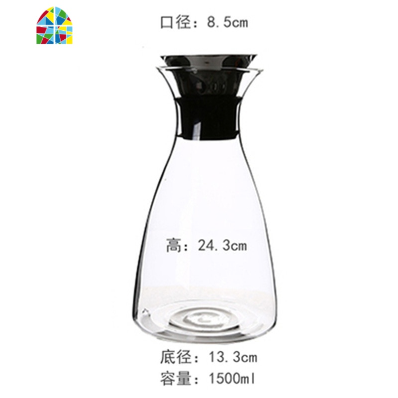 创意大容量冷水壶耐热耐高温家用玻璃凉白开凉水壶客厅凉水杯套装 FENGHOU 1.5升圆形丹麦壶