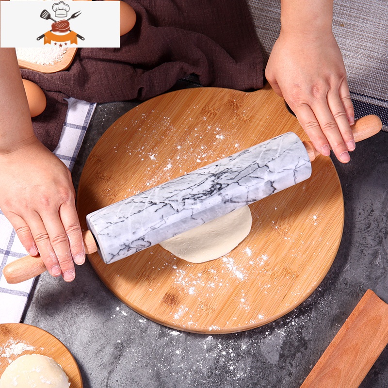 擀面杖实木饺子皮家用大号滚轴烘焙滚筒赶面棍大理石走锤擀面棒 敬平 滚轴-波浪黑高清大图