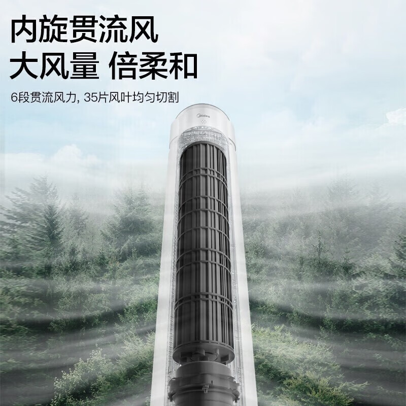 美的(Midea)电风扇ZAF09MA落地式台式塔扇风扇轻音柔风落地扇办公室电扇立式大风量节能易拆洗节能宿舍电扇