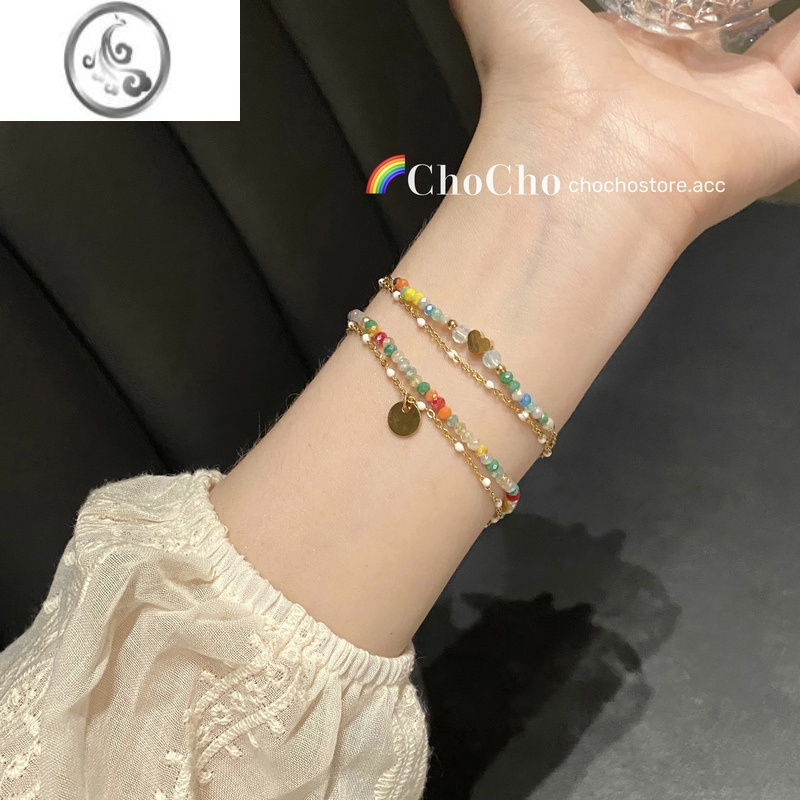 JiMichocho/盛夏的热浪~彩色串珠双层多巴胺手链小众设计感夏季手饰
