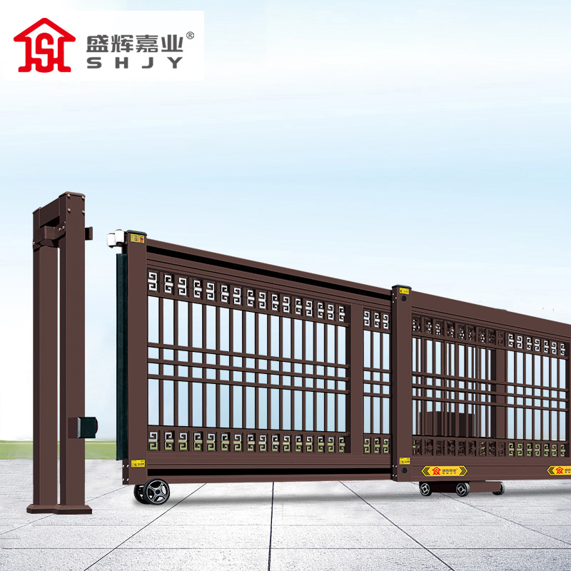 盛辉嘉业 悬浮门电动伸缩门铝合金封板无轨直线平移大门定制 平开平移伸缩门3