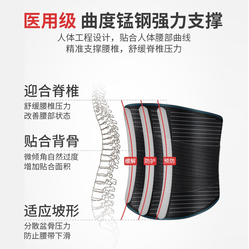 修正 护腰带 腰间盘突出医用家用固定带透气自发热腰部腰椎劳损运动康复护具(器械) 低腰S[强力支撑+4根锰钢+2个垫子]