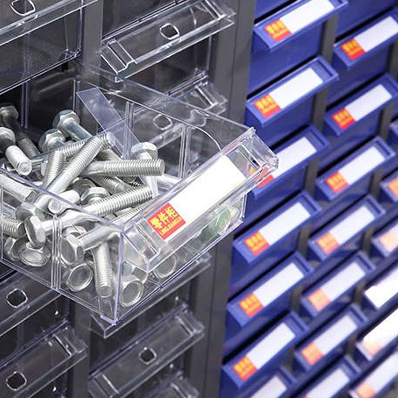 风雷动文件柜零件整理柜抽屉式分类75抽蓝色带门小号抽屉高清大图