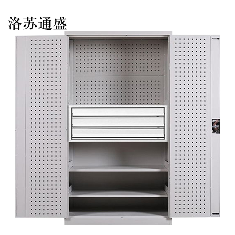 洛苏通盛工具柜加厚铁皮储物柜工厂车间用带抽屉汽修多功能收纳柜通门内三抽柜灰白色高清大图