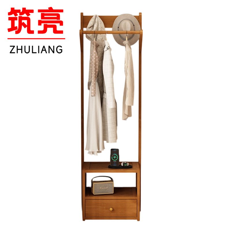 筑亮 实木衣帽架 60*32*158cm茶色 个高清大图