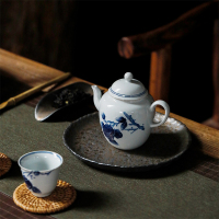 領藝 茶壶手绘景德镇手工家用泡茶壶陶瓷功夫茶具仿古青花 柿柿如意茶壶