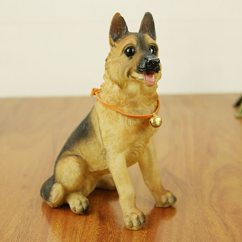 仿真牧羊犬汽车家居装饰树脂小狗狗模型工艺品桌面摆件-坐立