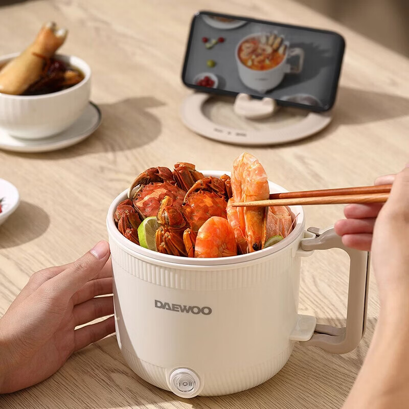 大宇(DAEWOO)多功能小型蒸煮电火锅宿舍学生煮面电煮锅 1L[DYZG-1056A]高清大图