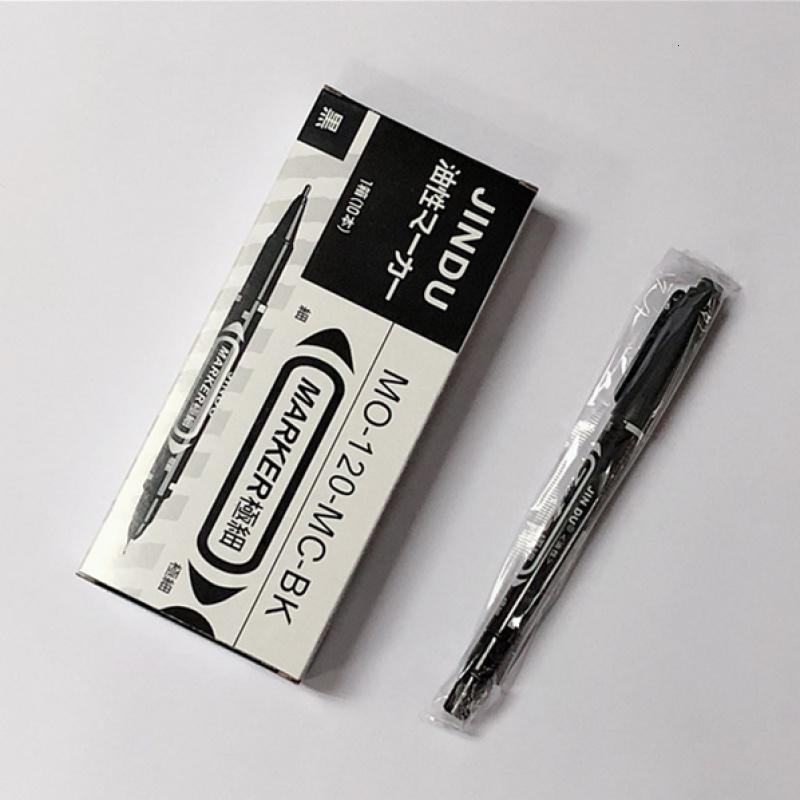 小双头油性记号笔小号黑色勾线笔光盘笔不色马克笔速干