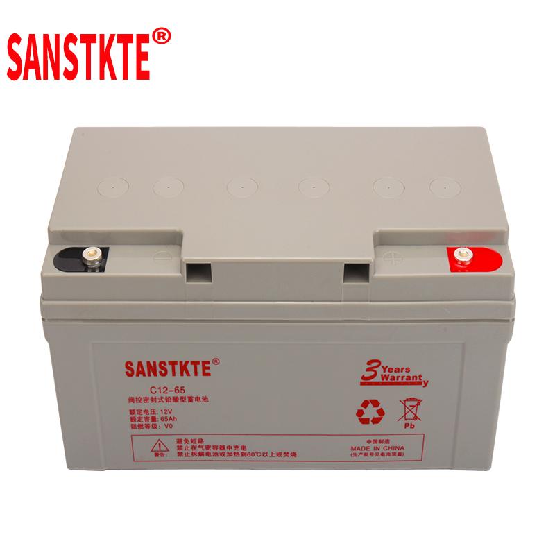 SANSTKTE胶体铅酸免维护蓄电池UPS电源12V65AH安防通信照明监控EPS门禁直流屏C12-65高清大图