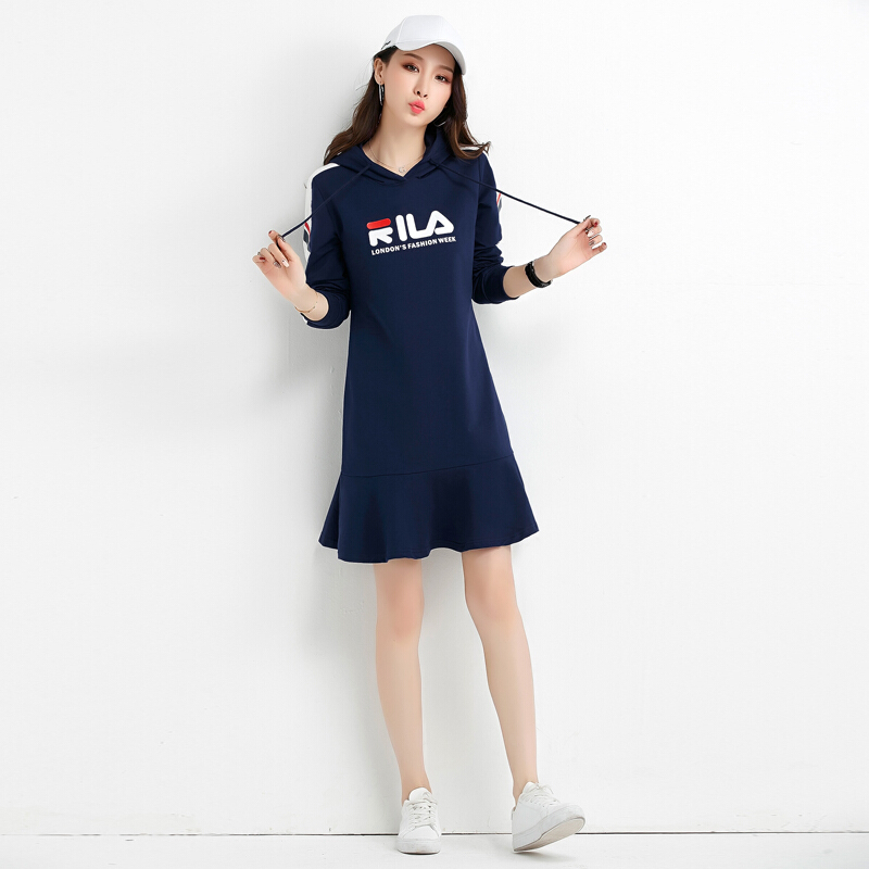 珂卡慕kekamu春秋季新款女士运动风连衣裙网球裙跑步健身休闲长袖裙子