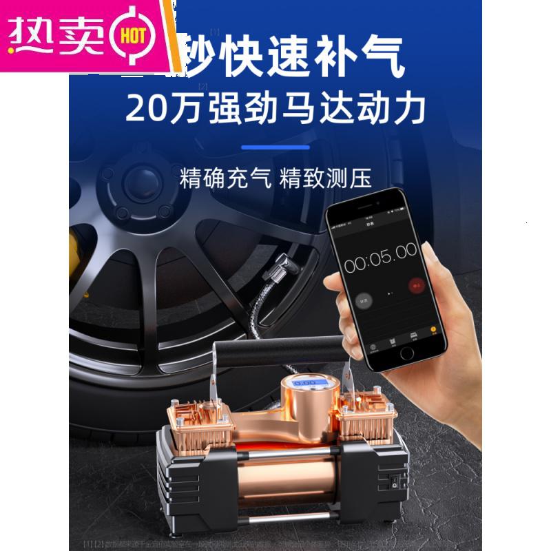 【补贴10%】车载充气泵双缸110大功率汽车用家用两用220v轮胎小型打气筒加气 双110缸【车用指针款】无布包