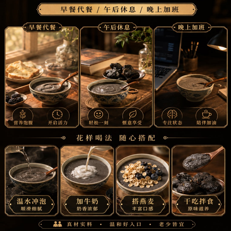 [2罐装] 同仁堂九蒸九晒黄精五黑粉黄金黑豆黑米黑芝麻桑葚黑枸杞五黑代餐早餐官方旗舰店正品高清大图