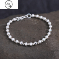 JiMi990银银小圆珠银手链男女情侣佛珠简约情侣韩版手串银饰送礼 直径8mm