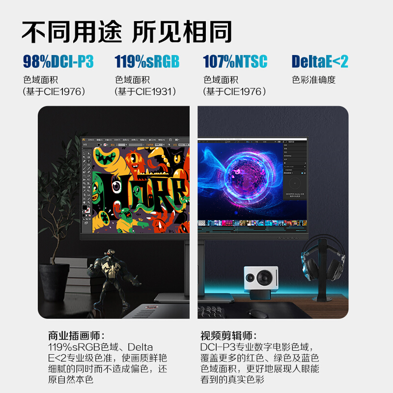 AOC显示器 34英寸 WQHD带鱼屏 IPS广色域HDR Mode 出厂校色 21:9电脑显示屏 U34P2