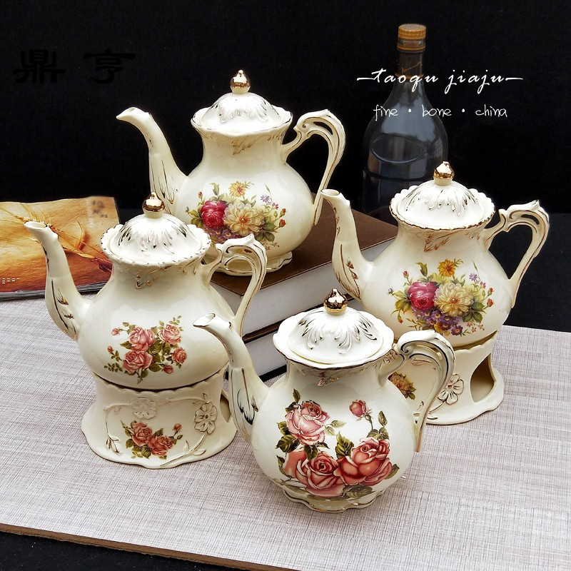 鼎亨欧式陶瓷咖啡壶 创意手冲泡茶壶家用水壶意式奶茶红茶花茶壶